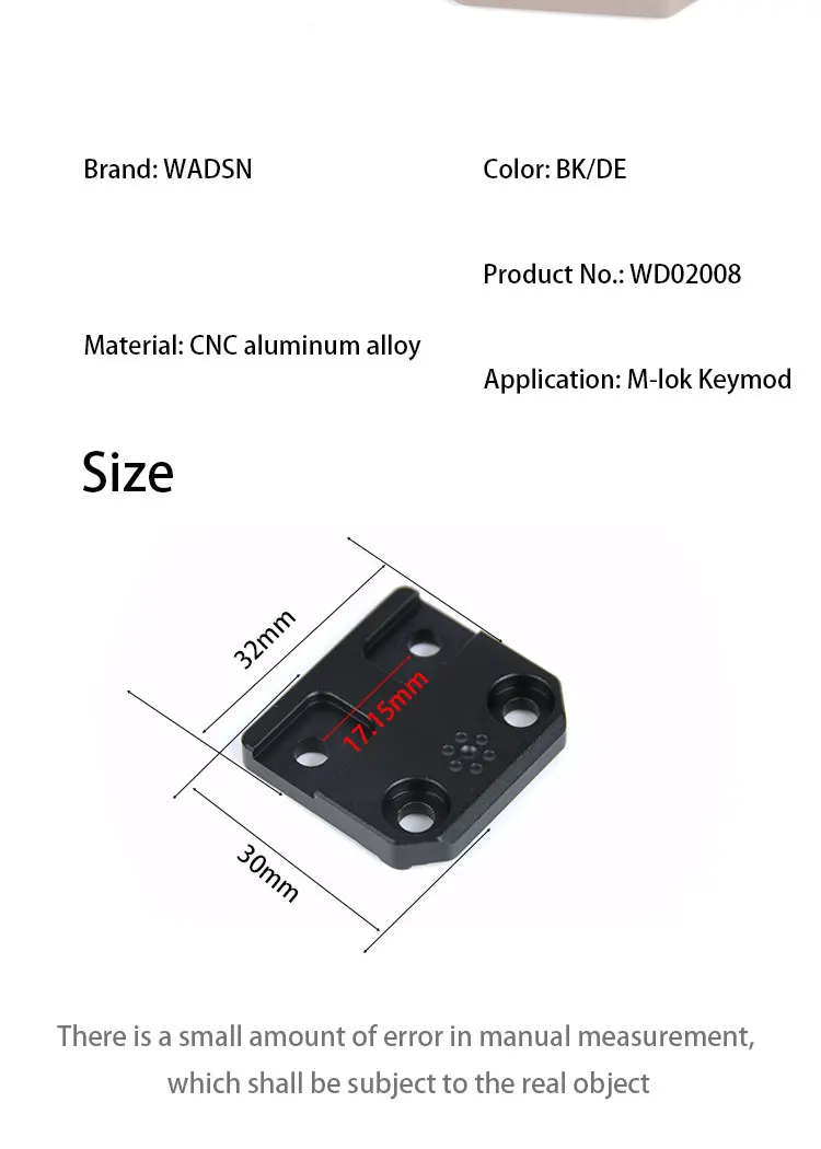 Montaje M-LOK para soporte de luz táctico