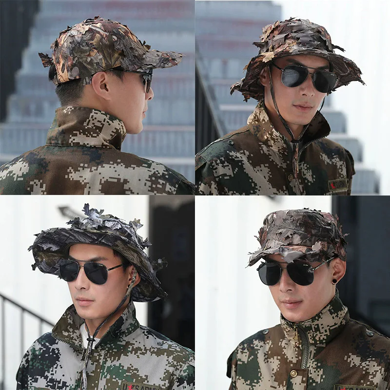 Gorra Biónica Camuflaje Selva – Con Hojas para Caza Táctica - imagen 5
