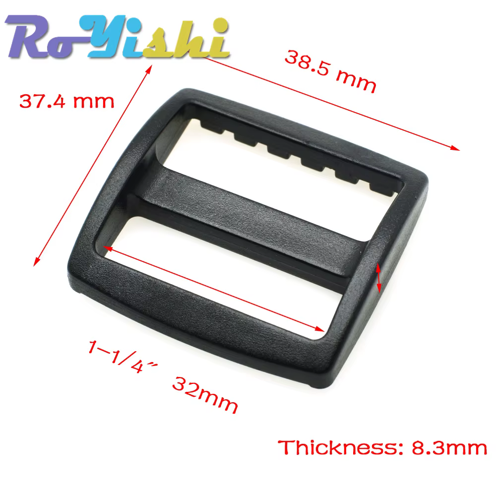 Deslizador Tri Glide de plástico ancho para correas mochila negro