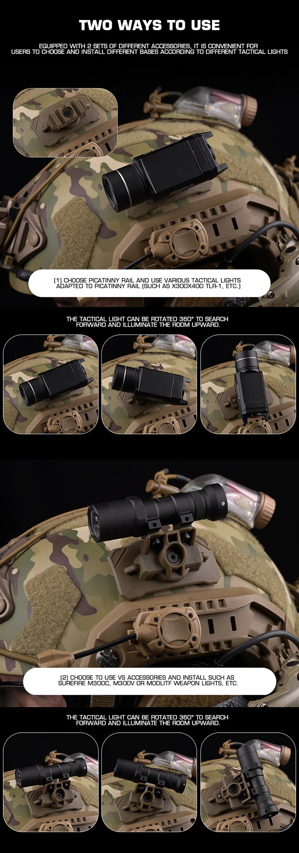 Adaptador de montaje para casco en configuración de uso exterior
