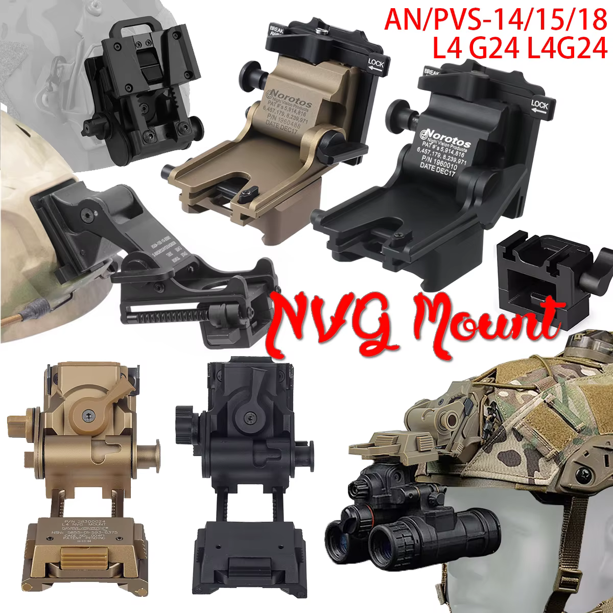Soporte NVG aluminio casco L4 G24 – Compatible PVS-14/PVS-7 - imagen 2