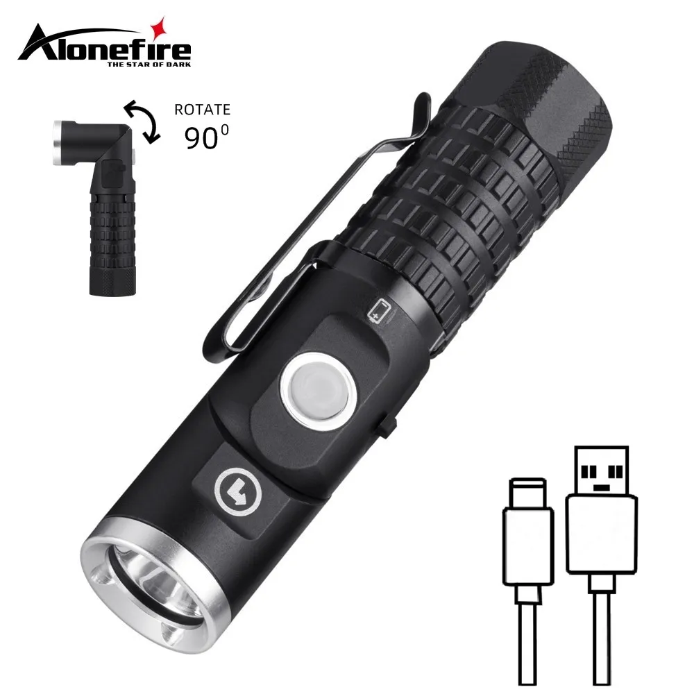 Linterna LED táctica EDC con cabezal giratorio para acampada