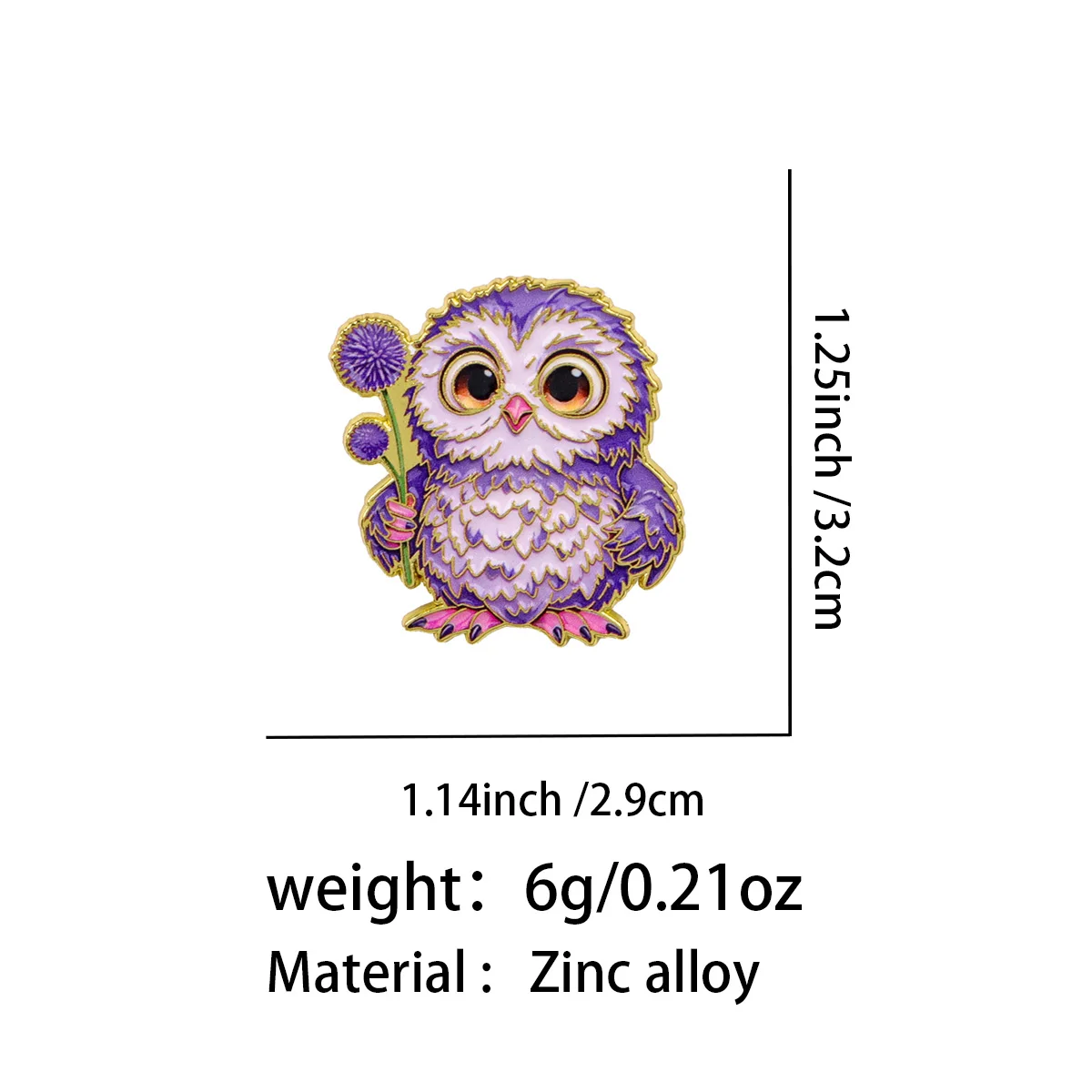 Pin de solapa esmaltado búho de metal – broche para mochila y sombrero