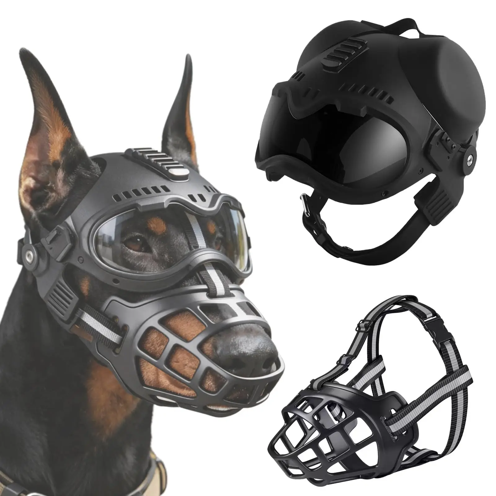 Casco táctico K9 para perros con bozal, ajustable y resistente - imagen 3
