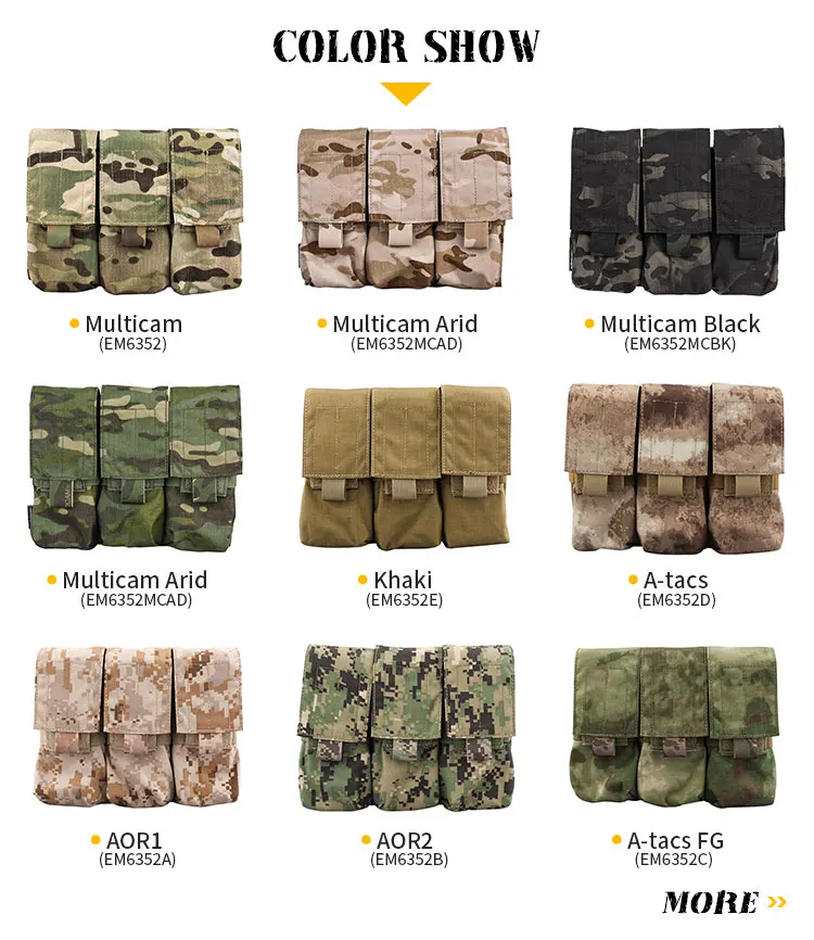 Bolsa triple MOLLE para airsoft en nylon 500D