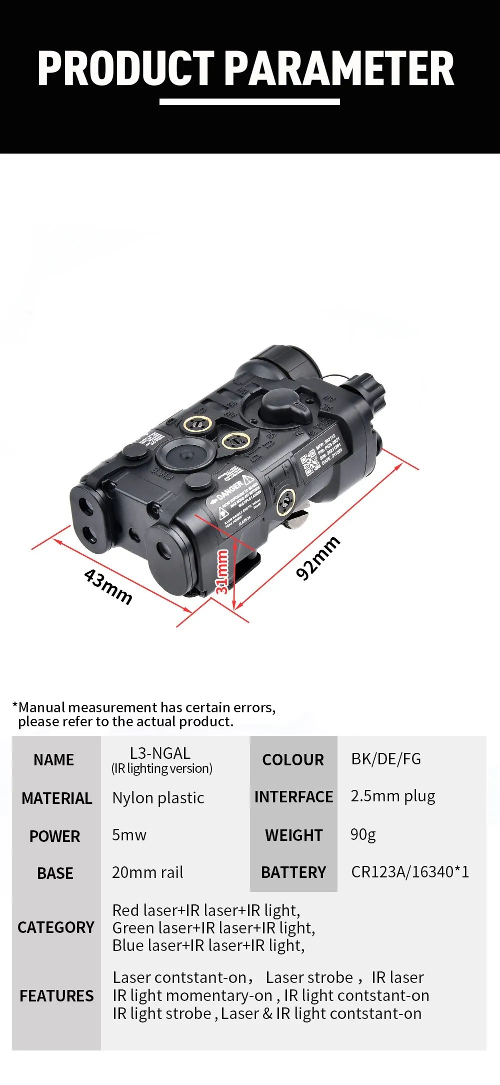 Vista lateral del conjunto montado en rail