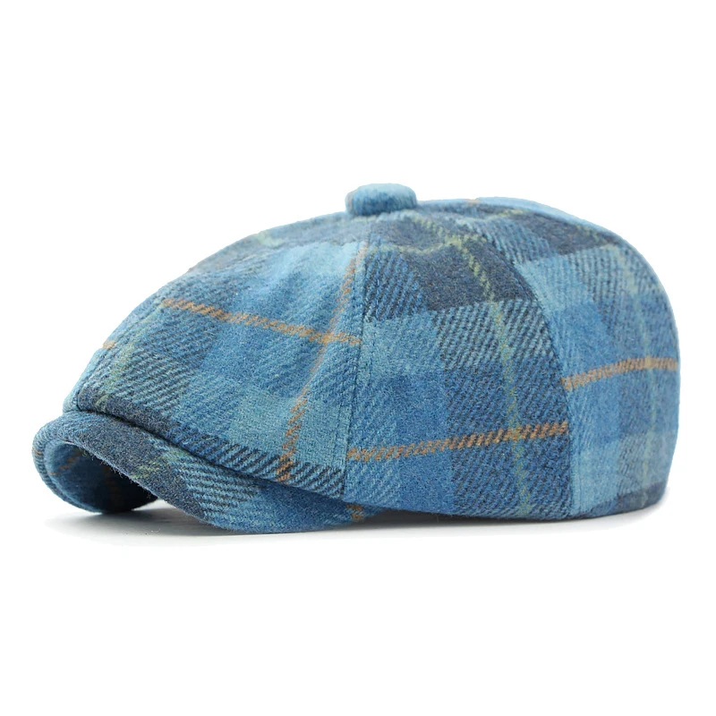 Gorra flat cap de cuadros octogonal estilo detective - imagen 3