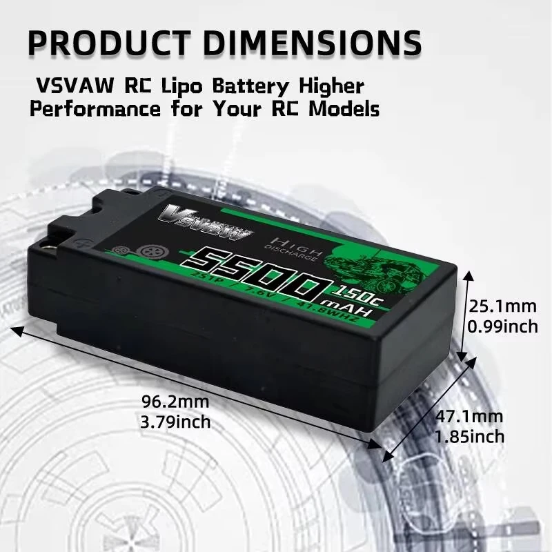 Batería LiPo VSVAW 2S 7.6V con conector XT60 para RC 1/10 - imagen 3