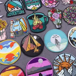 Parche bordado táctico de rayas aventura natural para planchar