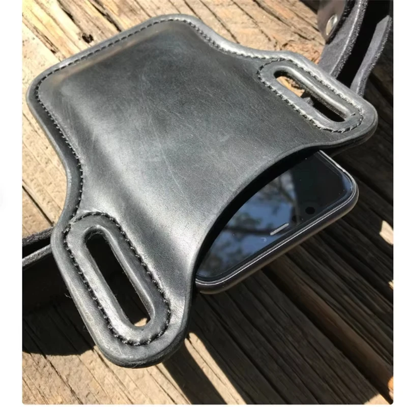 Riñonera de cuero vintage compacta para teléfono
