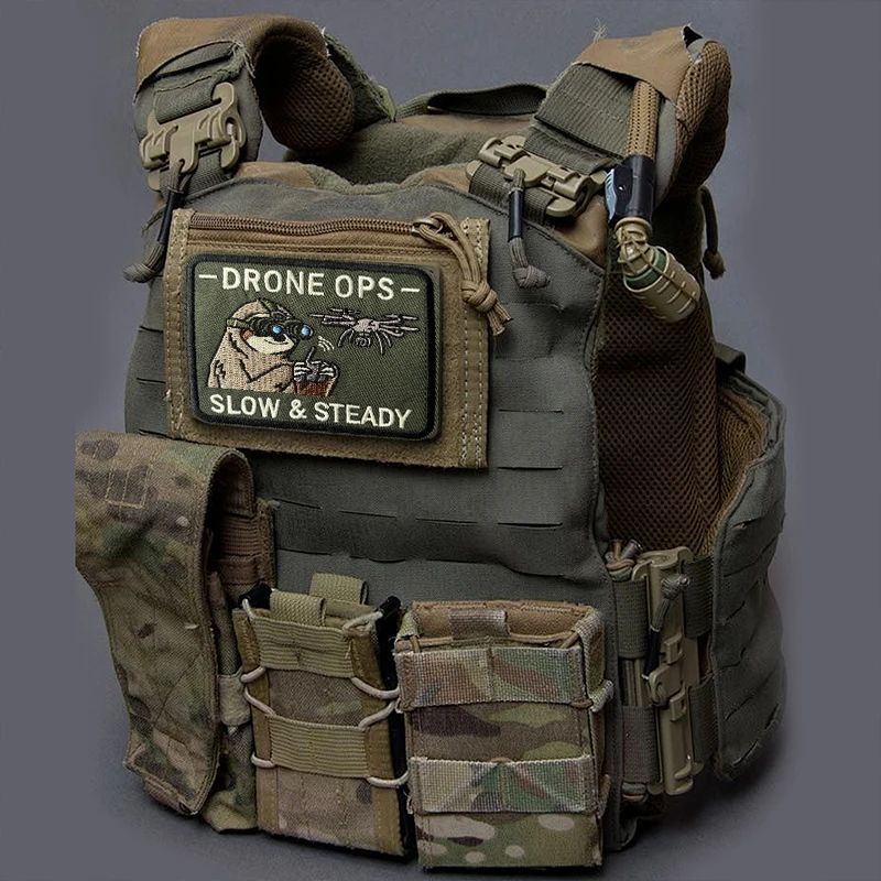 Drone Ops parche táctico militar con velcro perezoso lento y constante - imagen 4