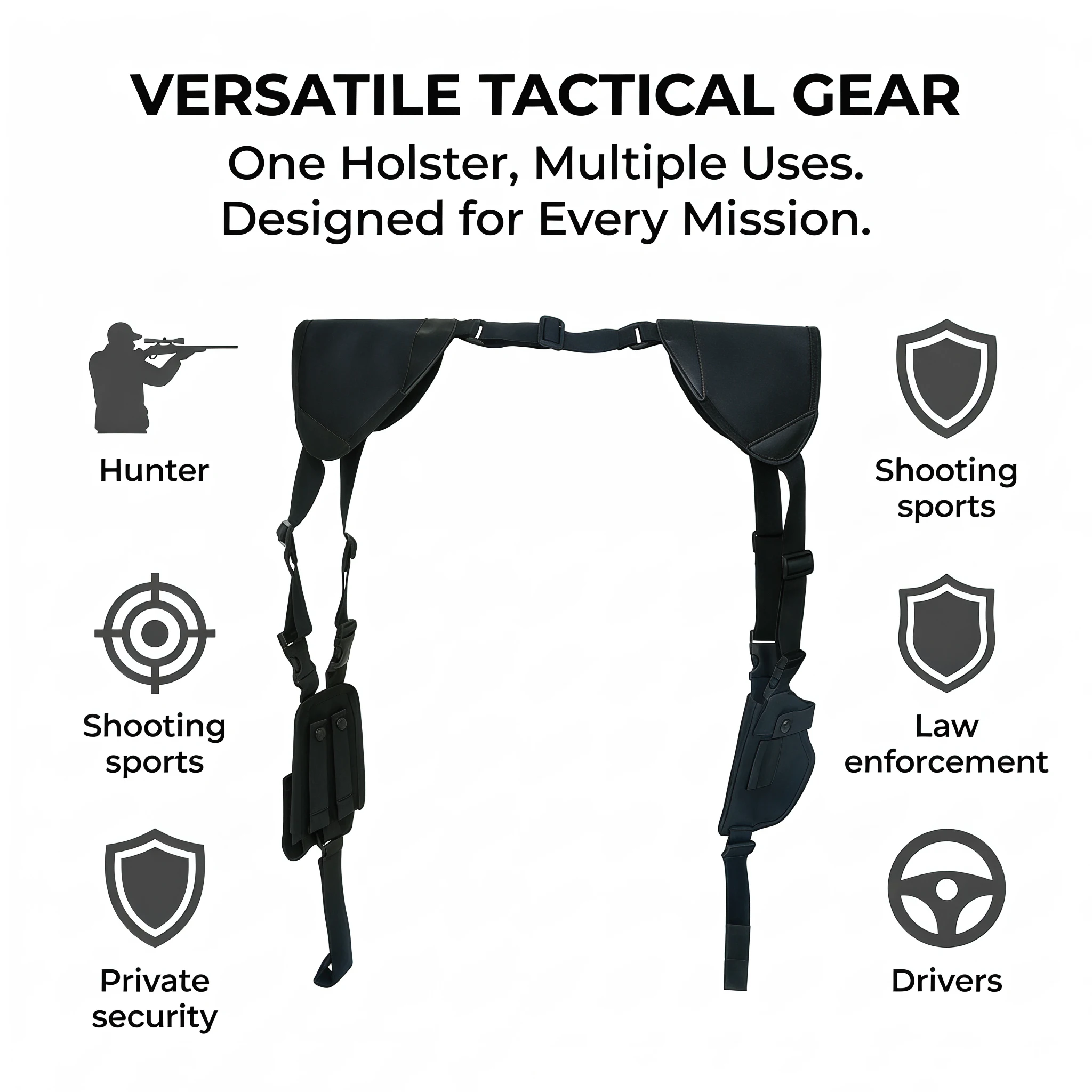 Funda de hombro ajustable pistola portación vertical con cargadores