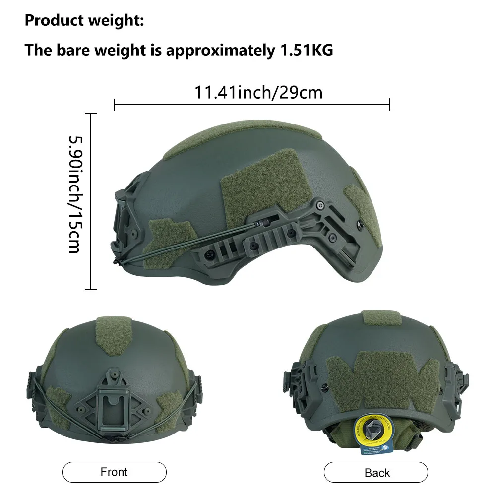 Casco táctico BOOIU Wendy de entrenamiento ajustable de fibra vidrio - imagen 5