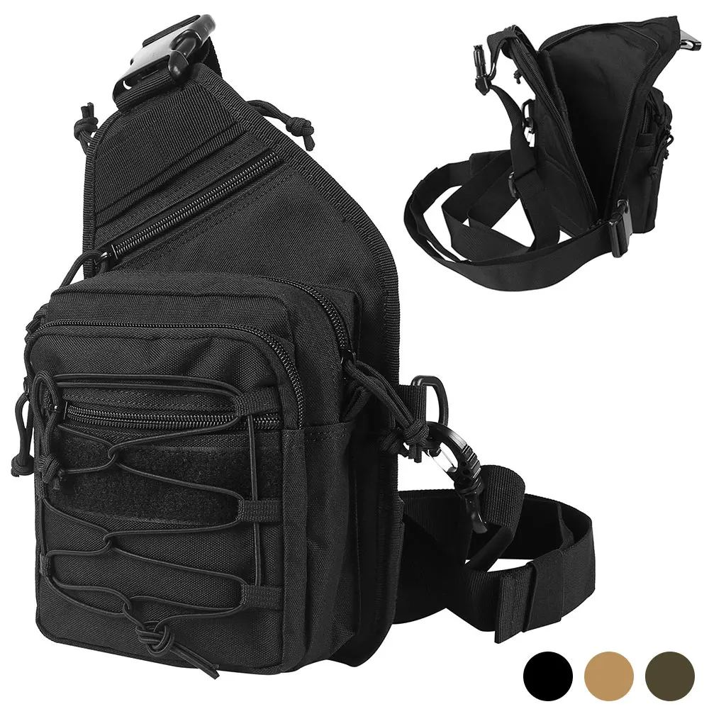 Funda pierna táctica nylon 900D con bandolera y hebilla rápida - Caza y tiro