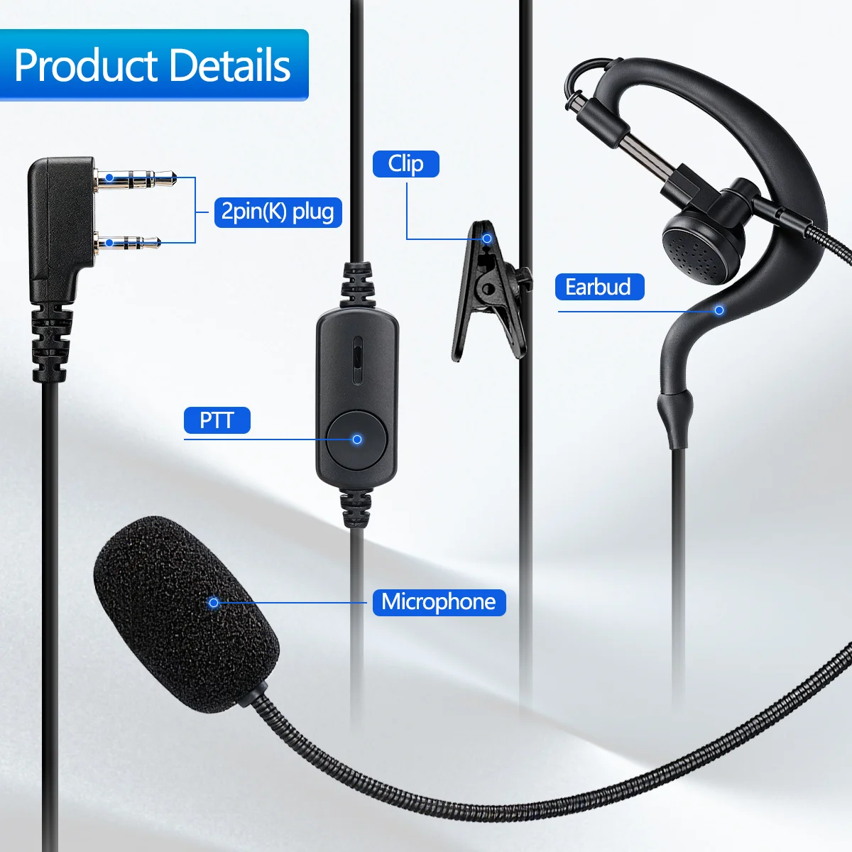 Auricular táctico ABBREE PTT para radiotransmisor de alta claridad - imagen 2
