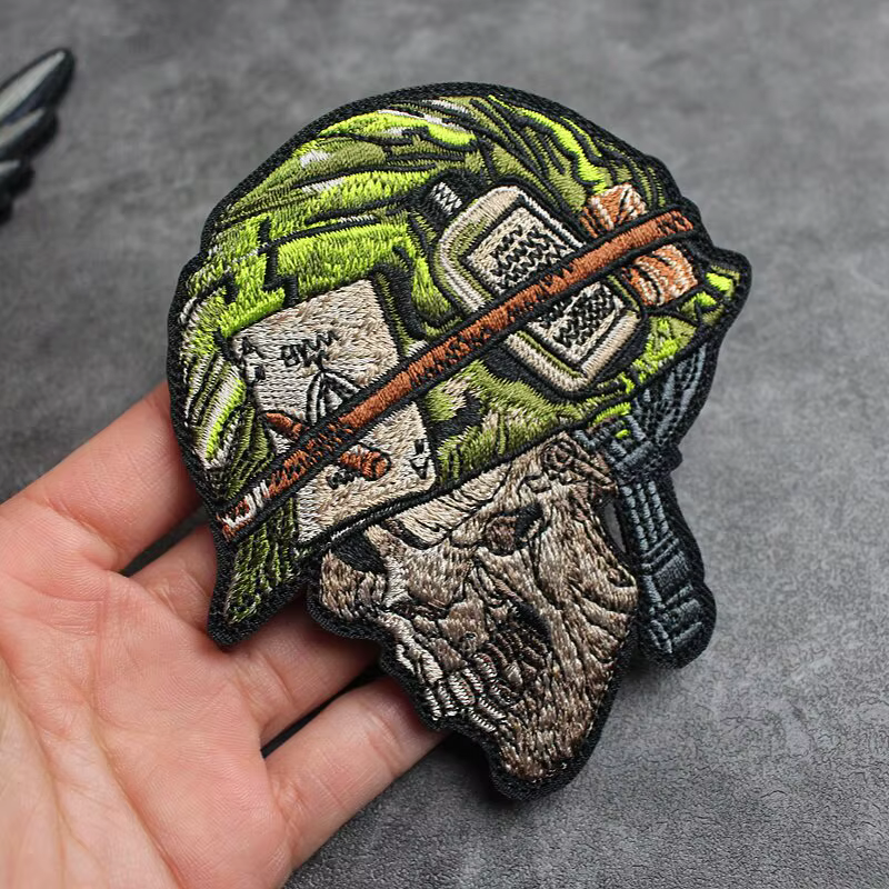 Parche táctico bordado calavera esqueleto con velcro para brazalete - imagen 3