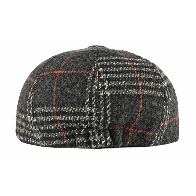 Gorra plana estilo retro cuadros negros – boina y banda elástica - imagen 3