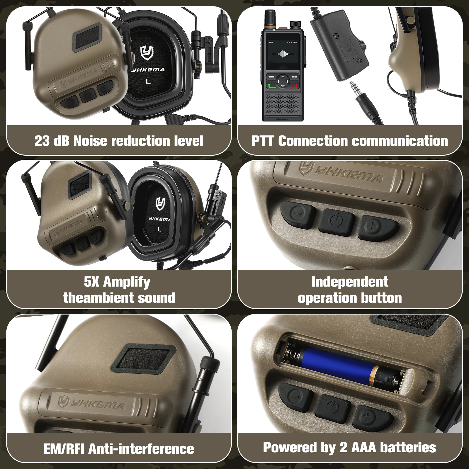 Auriculares tácticos antiruido para caza y tiro electrónico - imagen 4