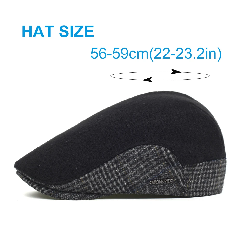 Gorra plana vintage lana cálida con visera ajustable - imagen 3