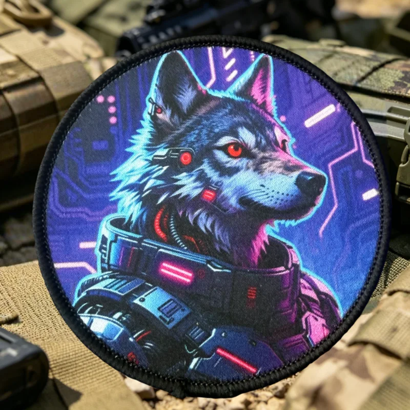 Parche táctico Cyberpunk Wolf con gancho y bucle para mochila - imagen 4