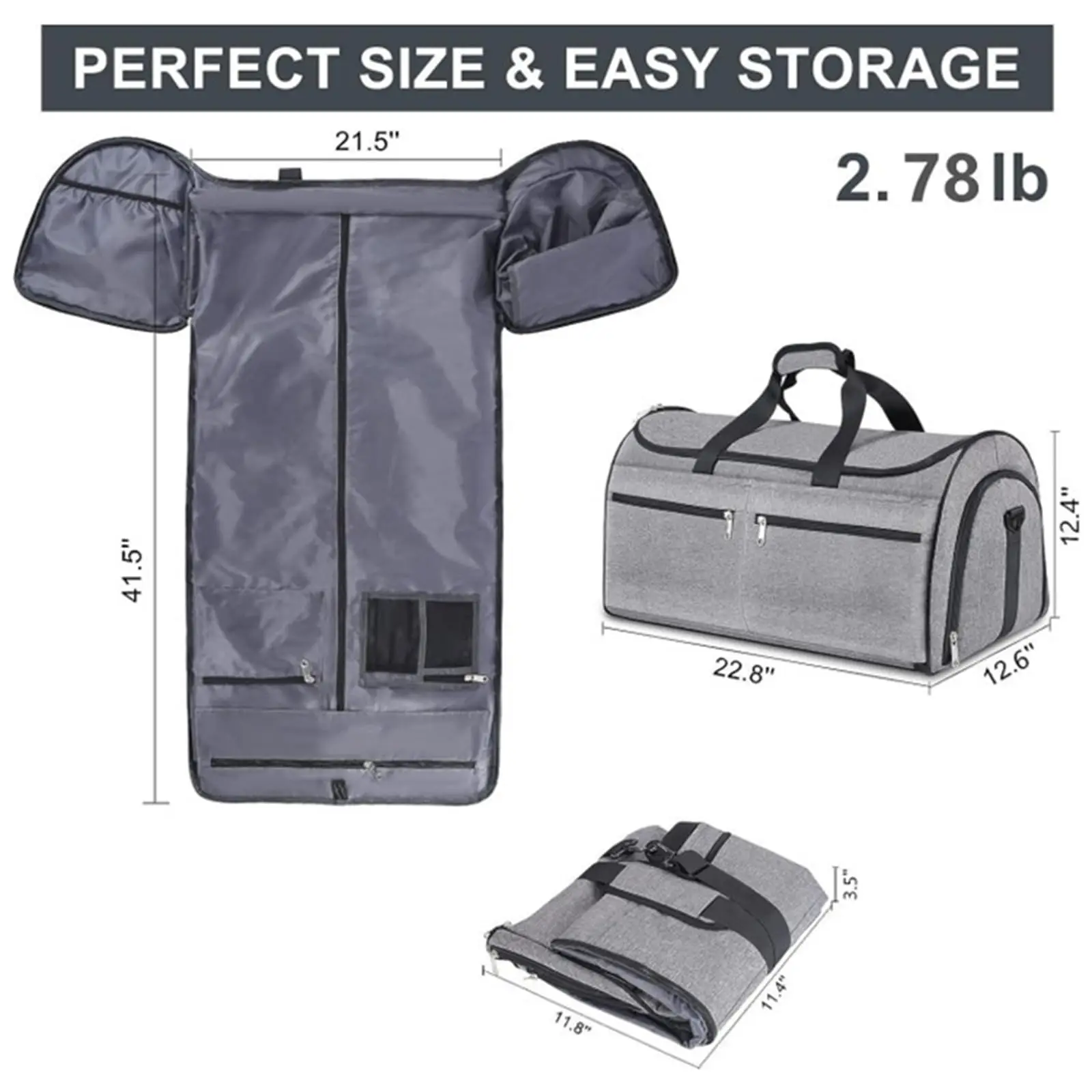 Bolsa de viaje lona plegable para trajes, ropa, hombre y mujer - imagen 2