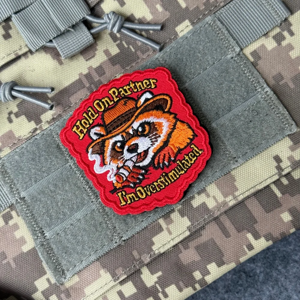 Parche bordado con velcro de mapache vaquero – Insignia de moral - imagen 5