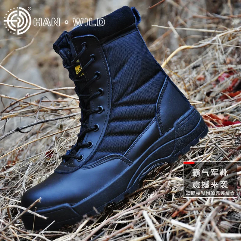 Botas tácticas hombre negras de cordones en lona transpirable