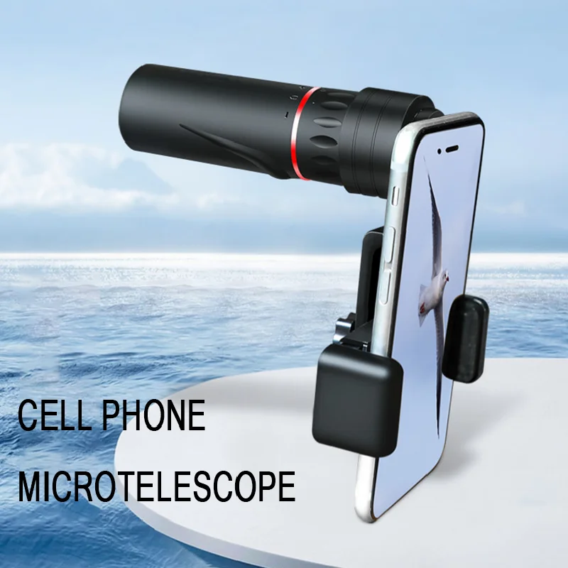 Mini telescopio monocular con zoom en uso
