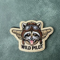 Parche táctico bordado mapache con velcro, insignia para mochila