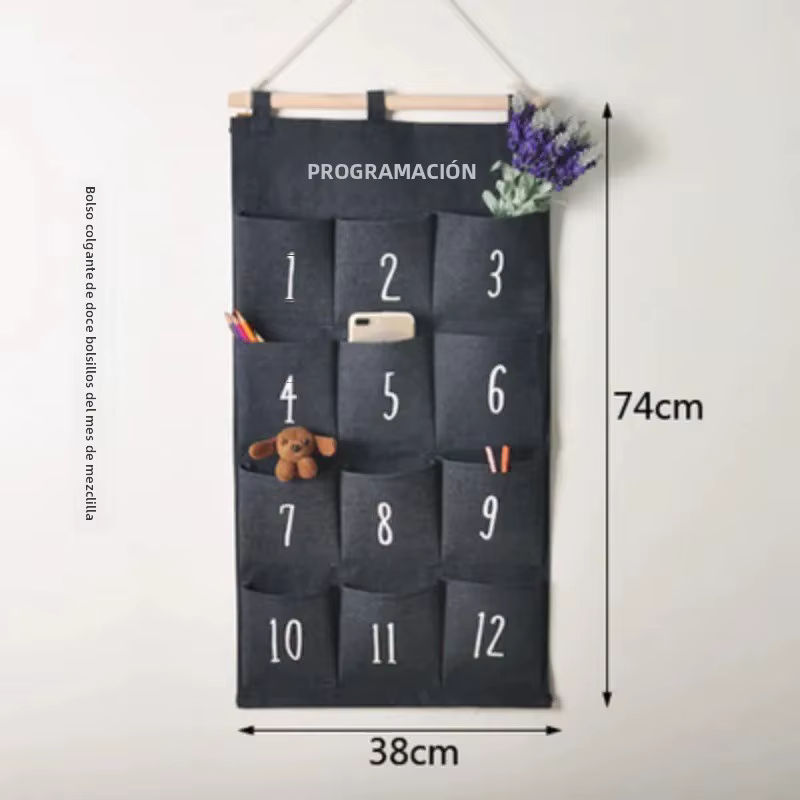 Organizador de pared colgante multicapa en tela vaquera con bolsillos - imagen 5