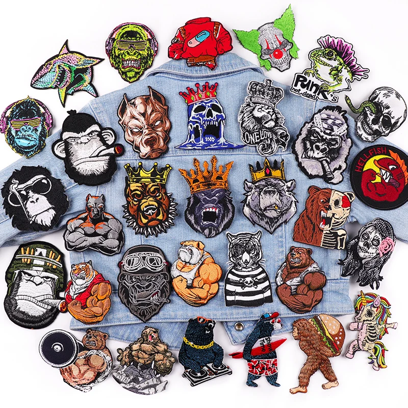 Parche bordado oso feroz - para ropa con plancha, estilo punk - imagen 3