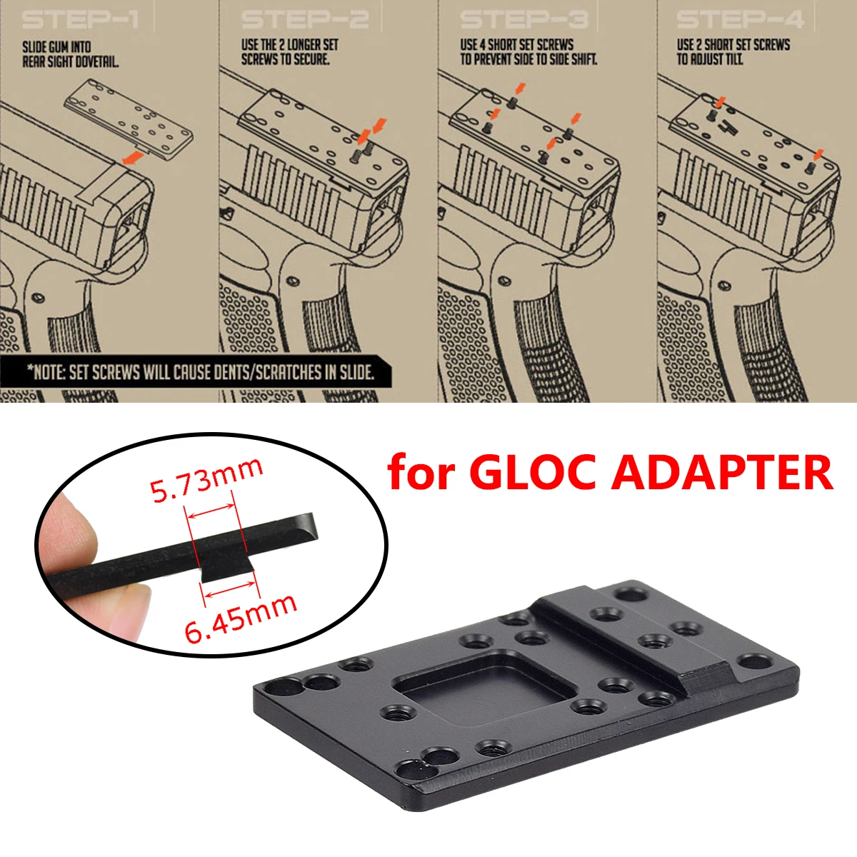 Adaptador óptico Red Dot para pistolas CZ Shadow 2, CZ 75 y GLOCK - imagen 5