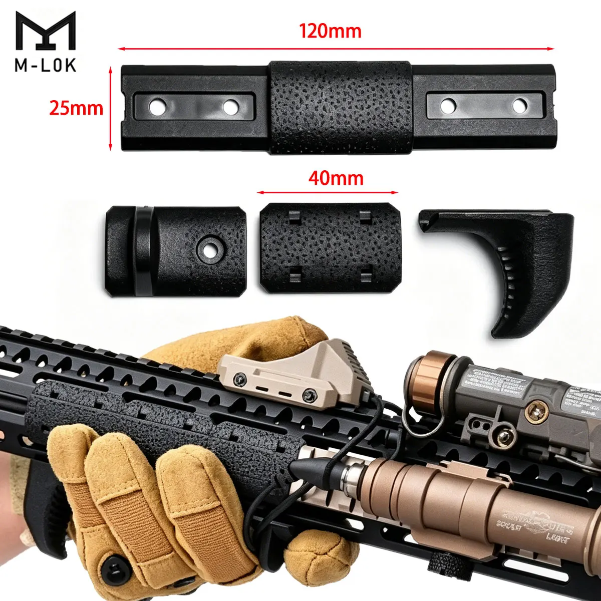 Cubiertas antideslizantes M-LOK de nylon para riel Picatinny - imagen 4