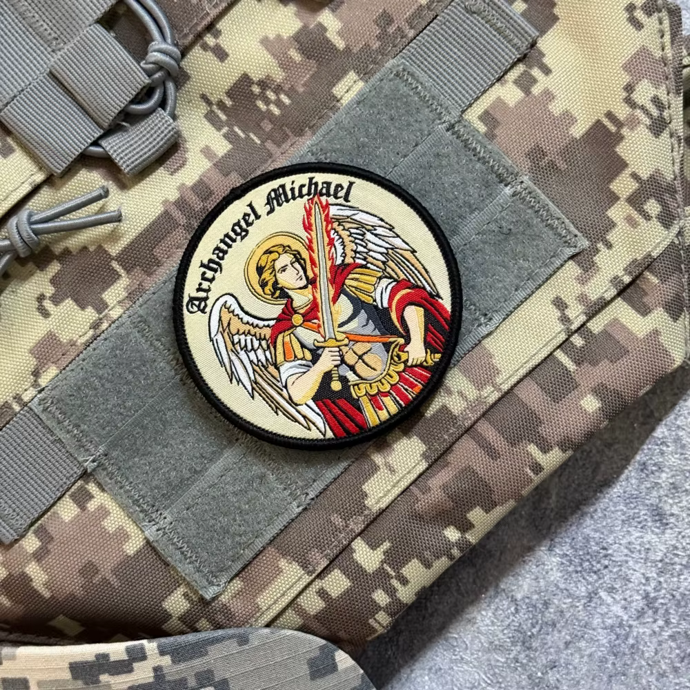 Parche bordado Arcángel Miguel con velcro y espada sagrada para MOLLE