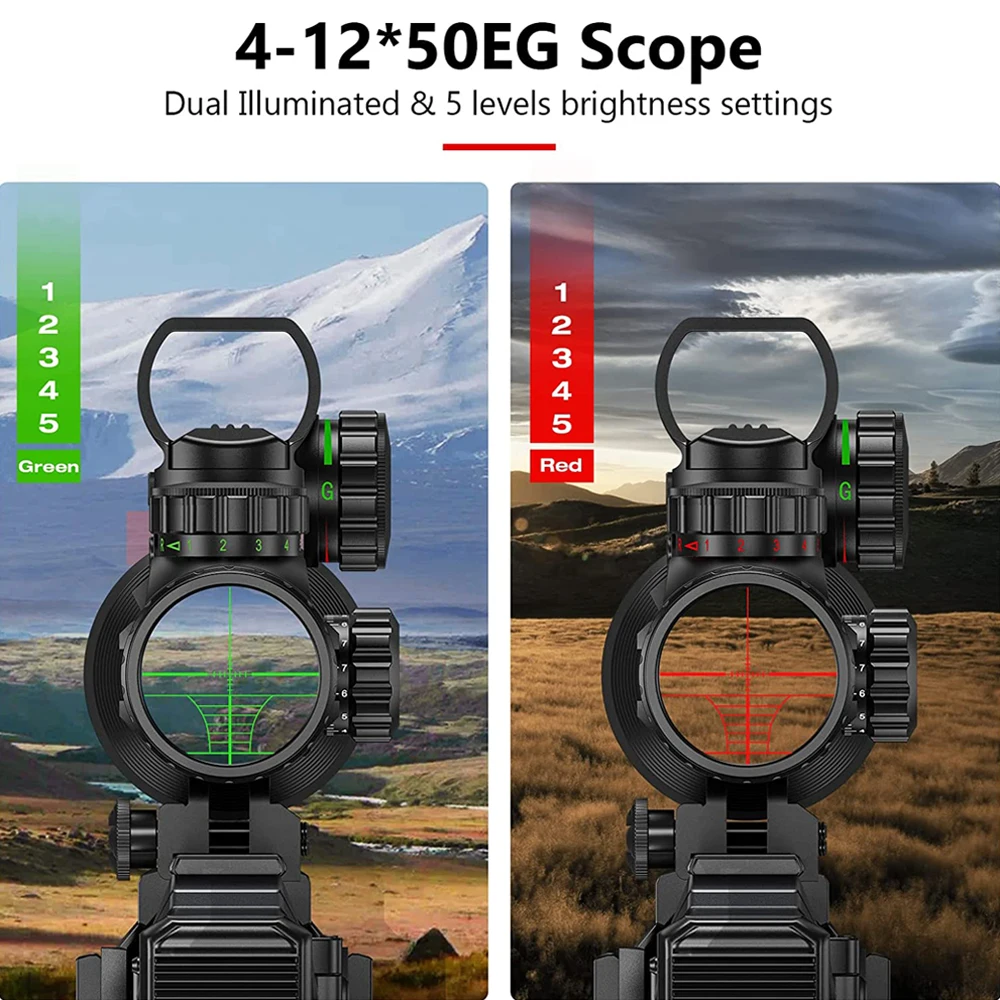 Mira telescópica táctica 4-12x50EG con láser e iluminación rojo verde - imagen 3