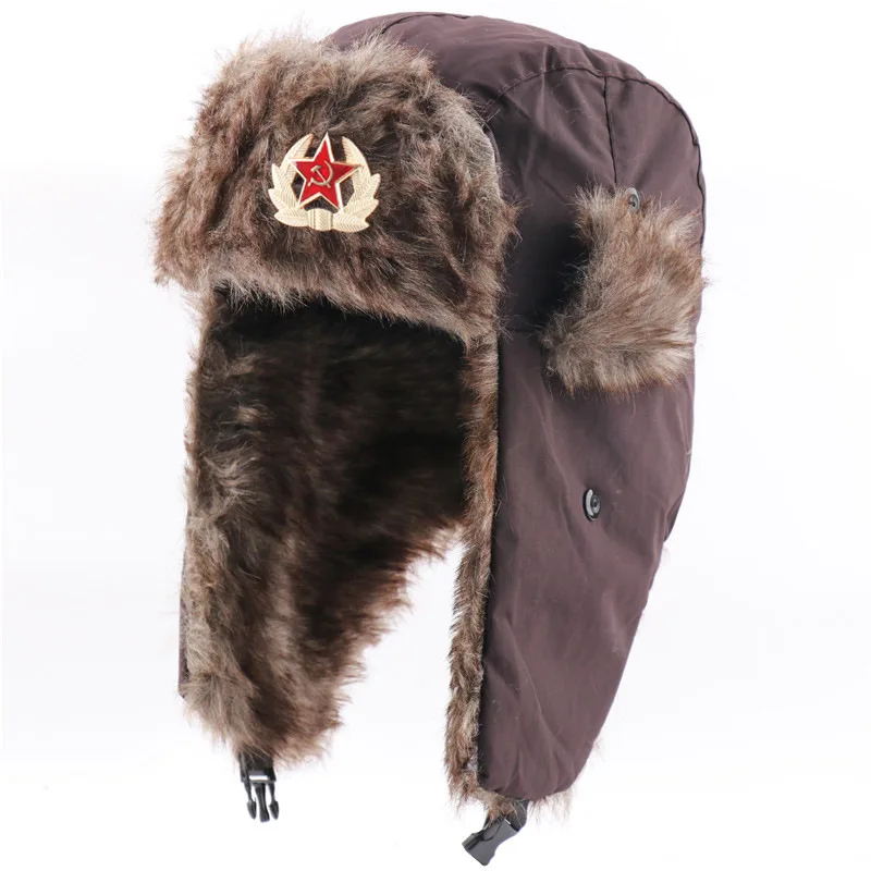 Gorro táctico soviético con emblema y protección auditiva - imagen 4