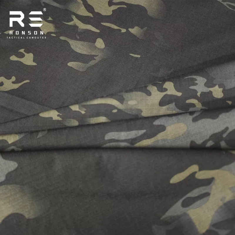 Tela táctica ripstop NYCO camuflaje CP negra para uniformes
