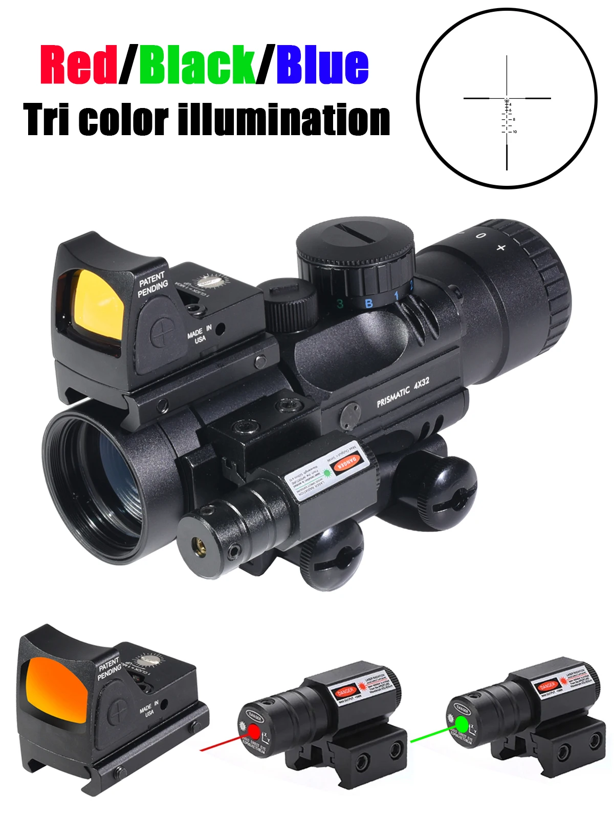 Mira 4X32 táctica con retícula