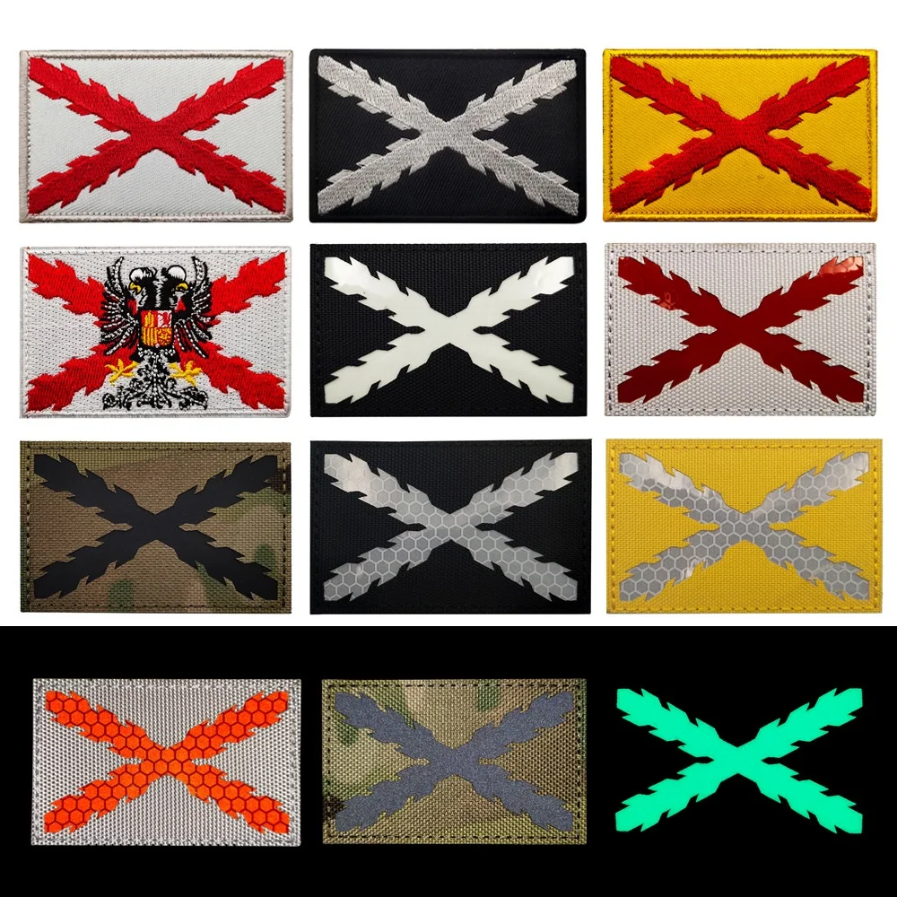 Parche militar cruz española burdeos – Velcro IR reflectante - imagen 4