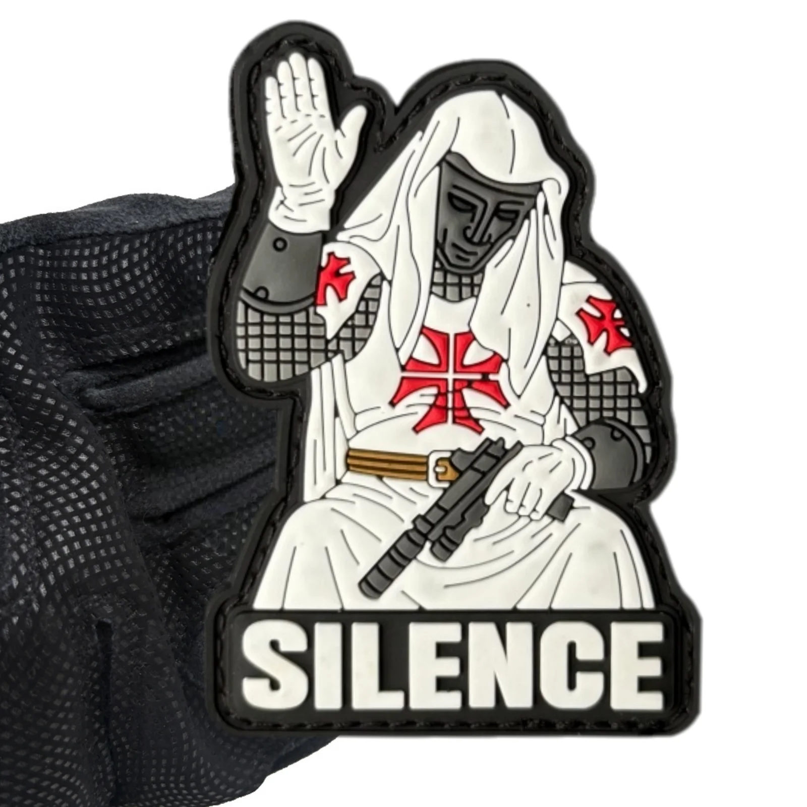 Parche táctico PVC Silence Caballero Templario con velcro - imagen 2