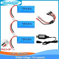 Batería LiPo para RC coche con cable de carga USB y cargador
