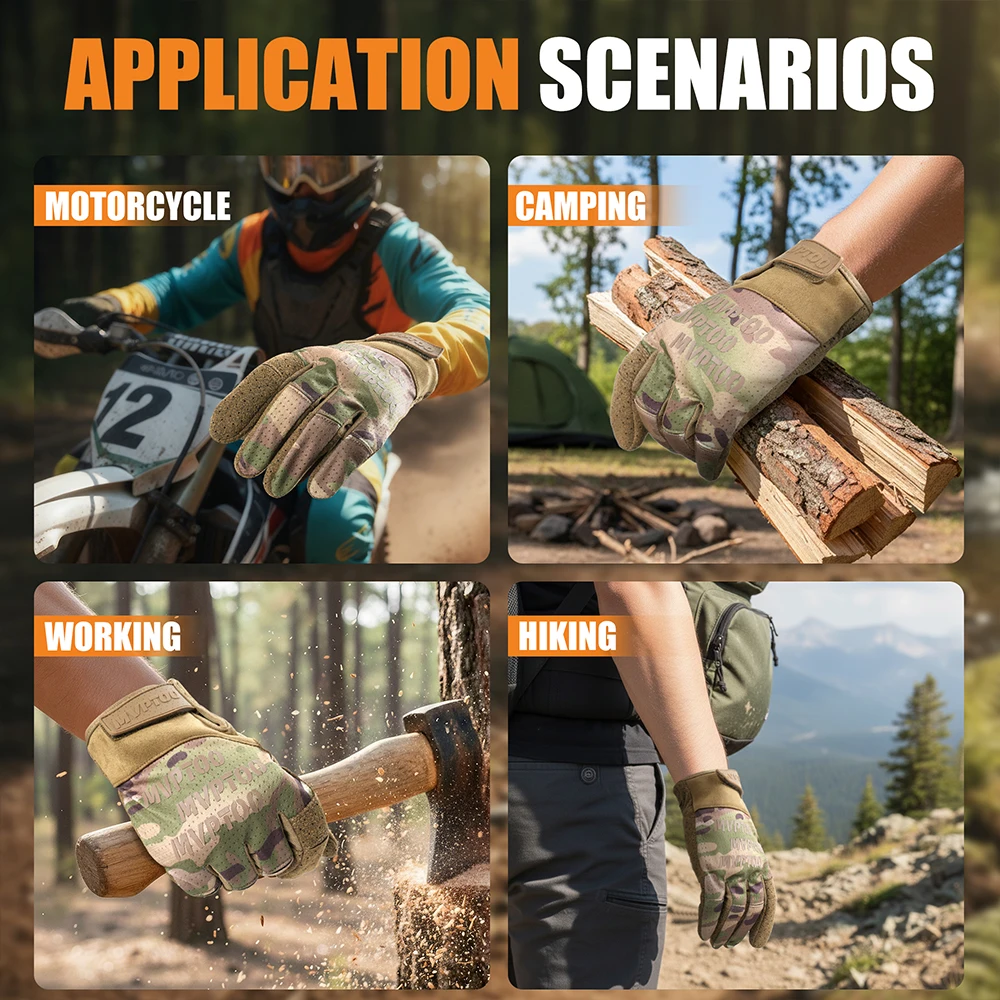 Guantes tácticos ligeros con dedos completos para actividades outdoor