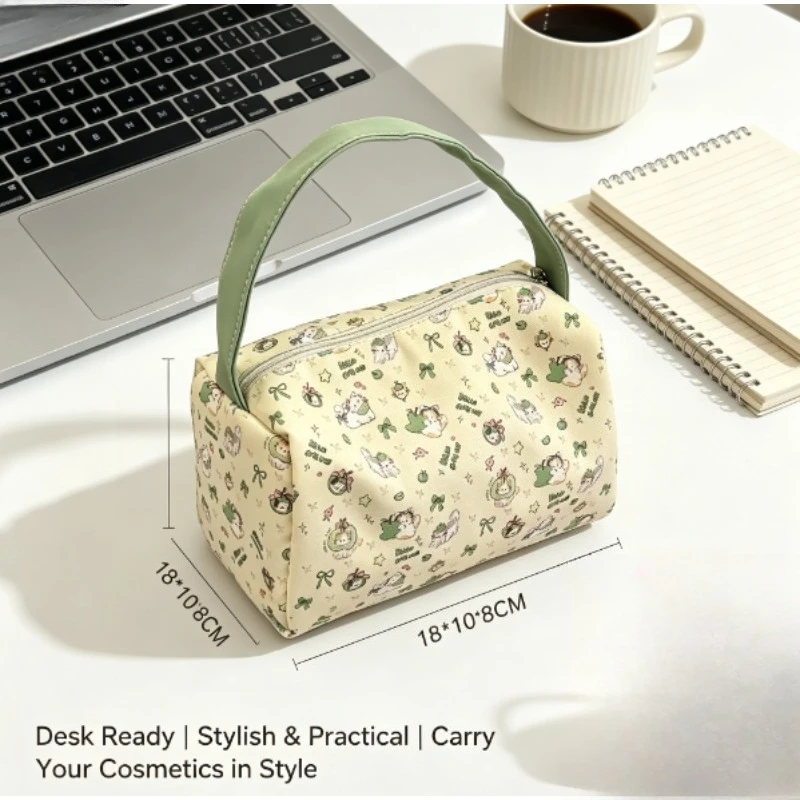 Bolsa de cosméticos gato y manzana verde – gran capacidad verano - imagen 5