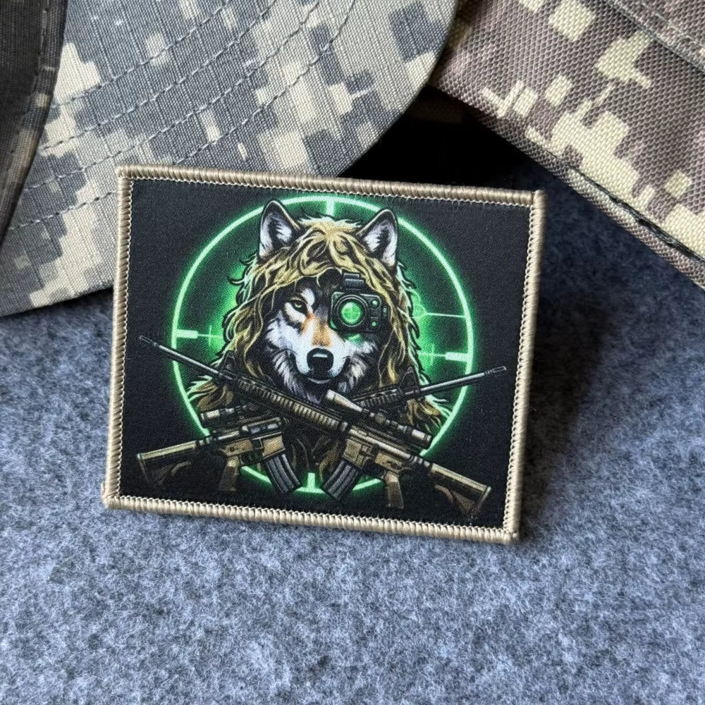 Parche militar lobo moral con velcro gancho y bucle para ropa - imagen 5