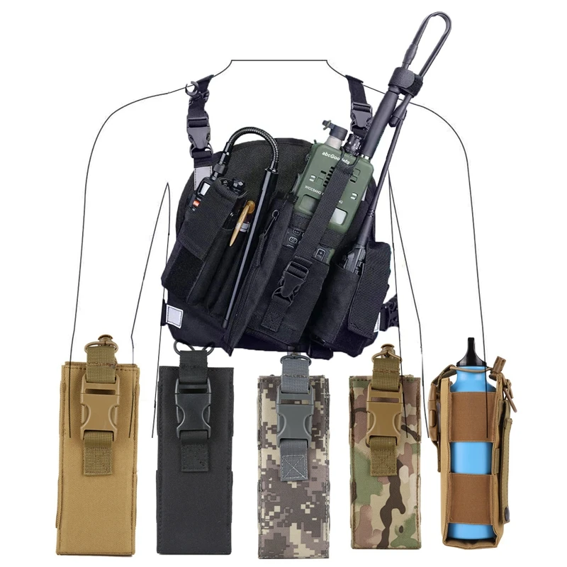 Bolsa táctica MOLLE para radio de caza y walkie-talkie, nailon