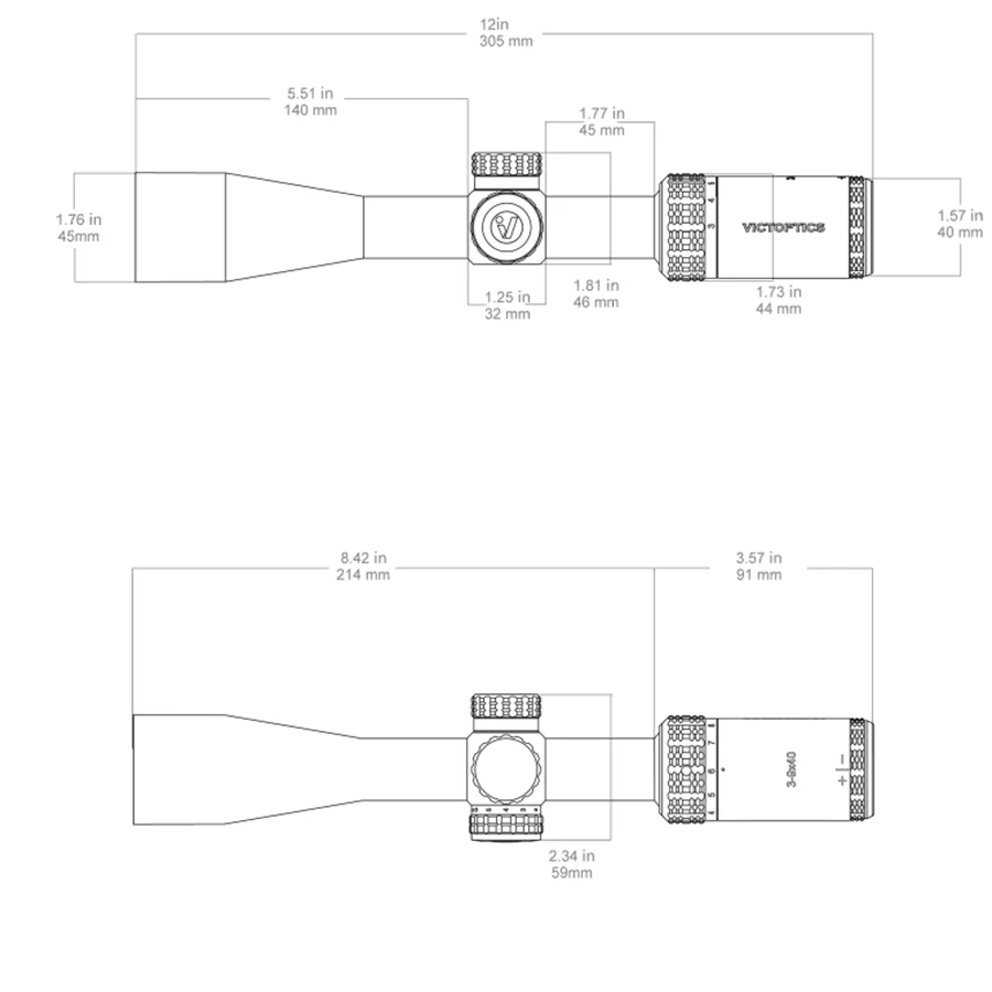 Mira telescópica VictOptics SOI 3-9×40 SFP con torreta tapada para aire comprimido - imagen 5