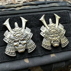 Parche táctico metálico Oni Samurai esqueleto, para chaquetas