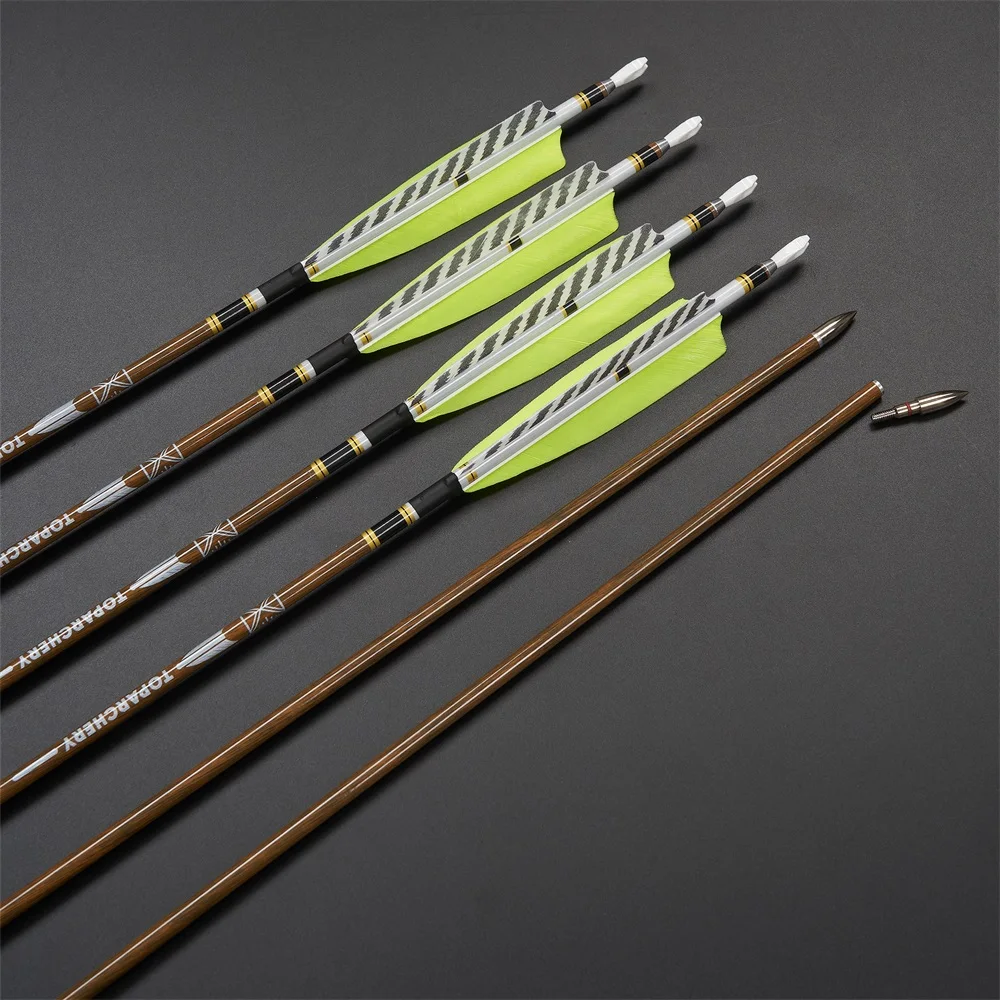 Flechas carbono arco caza – Spine 300-600, plumas naturales