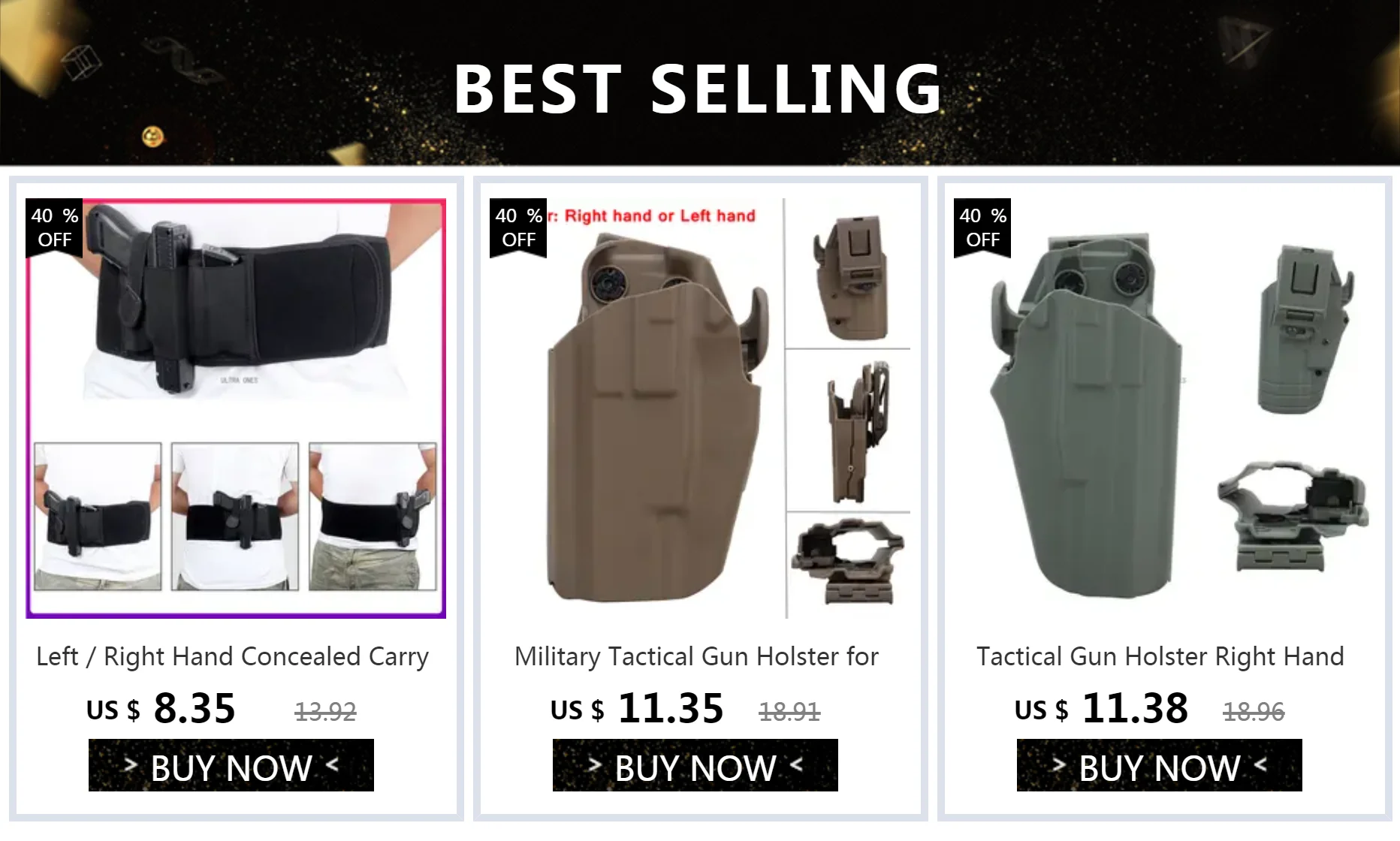 Vista lateral de la funda táctica en negro mostrando el ajuste de tornillo