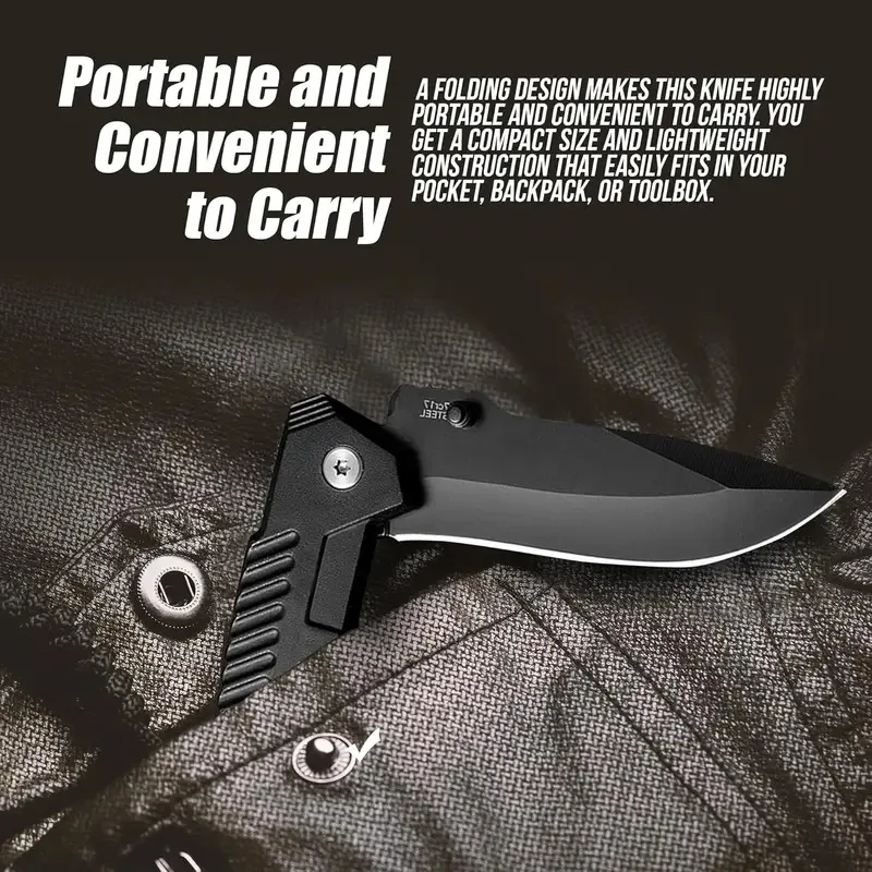 Cuchillo plegable EDC de acero inoxidable para pesca, camping y caza - imagen 2